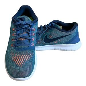 Nike Free RN Women 7.5 Blue Orange Running Shoe 831509-403